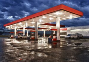 Gas Station in Rainstorm