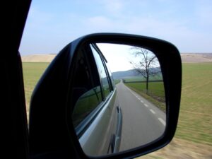 Sideview Mirror of Open Road