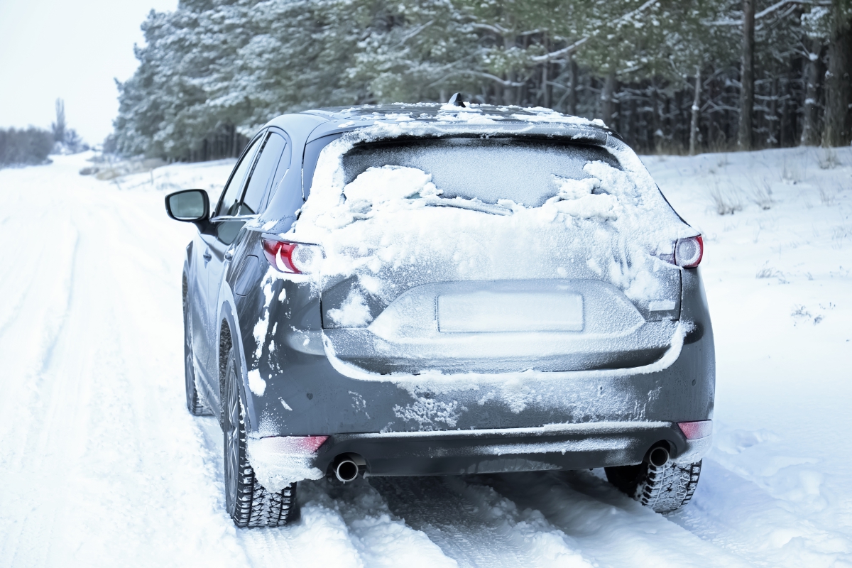 SUV on Snowy Road