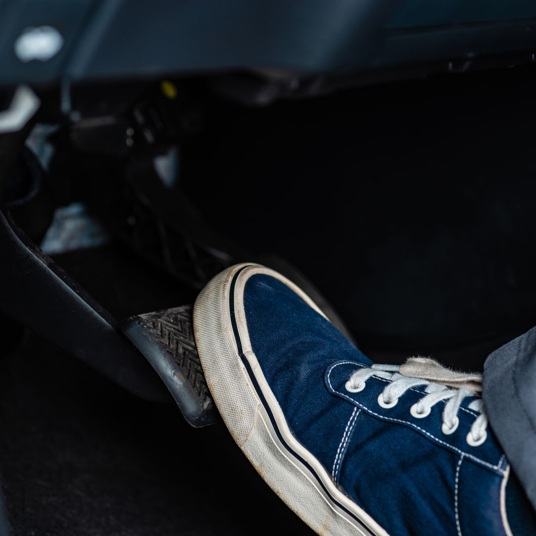 foot on brake pedal