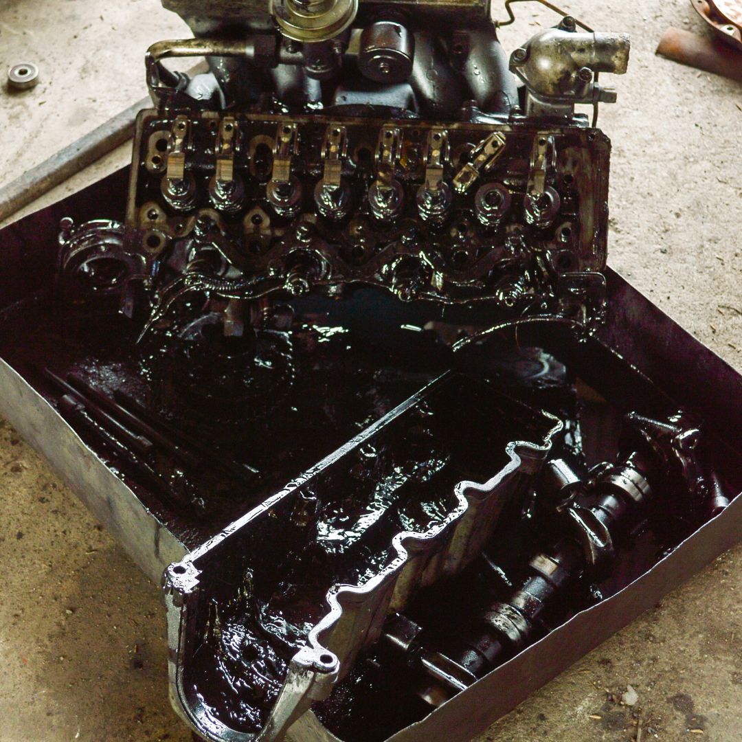 sludgy oil covering engine block